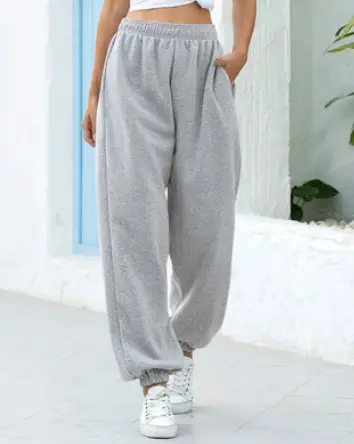 Elastic High Waist Wide Leg Pants White Large - Image 2
