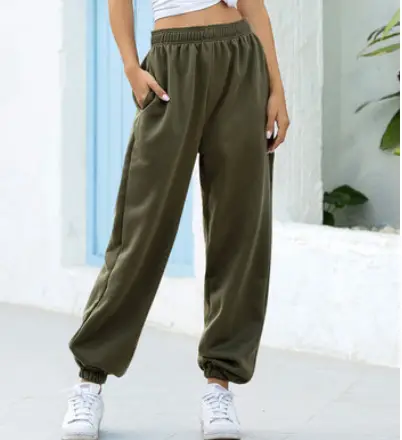 Elastic High Waist Wide Leg Pants White Large - Image 3