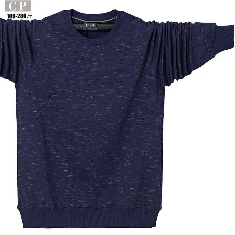 Men Navy Blue Long Sleeve T-Shirt 6XL - Image 10