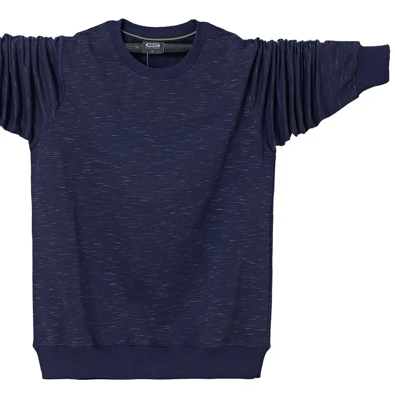 Men Navy Blue Long Sleeve T-Shirt 6XL - Image 2