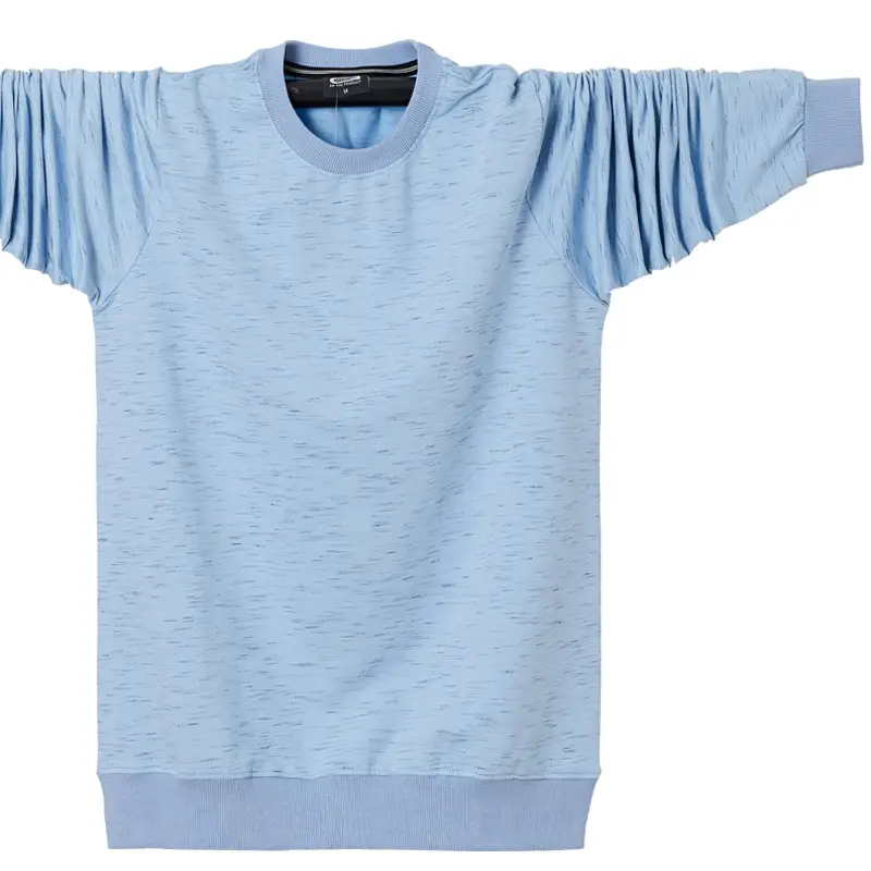 Men Navy Blue Long Sleeve T-Shirt 6XL - Image 4