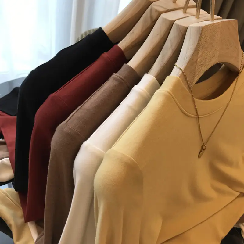 Women's Elastic Heat Storage Crewneck Shirt Multi Color - Image 12