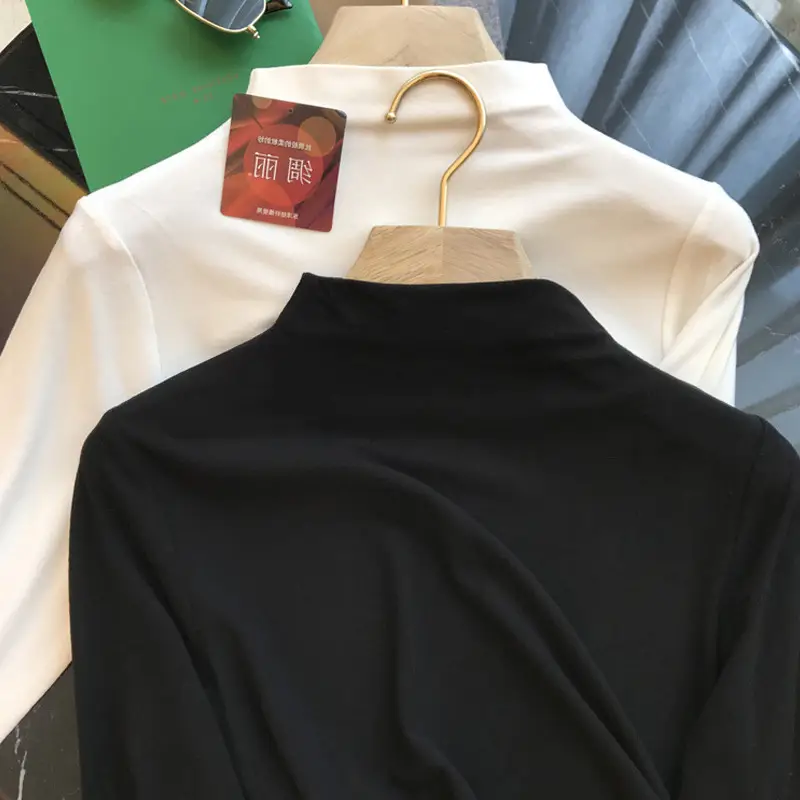 Women's Elastic Heat Storage Crewneck Shirt Multi Color - Image 9
