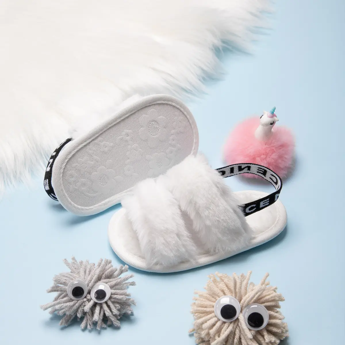2022 Cotton Velvet Baby Slippers White