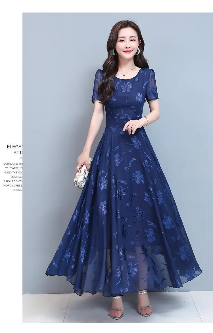 Women Navy Printed Long Sleeve Frock Summer Dress — feature 10