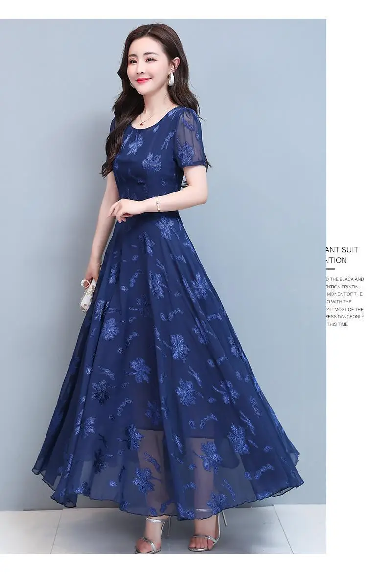 Women Navy Printed Long Sleeve Frock Summer Dress — feature 11
