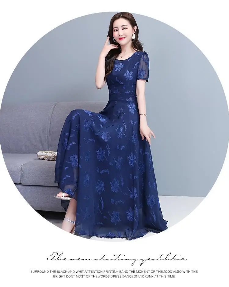 Women Navy Printed Long Sleeve Frock Summer Dress — feature 12