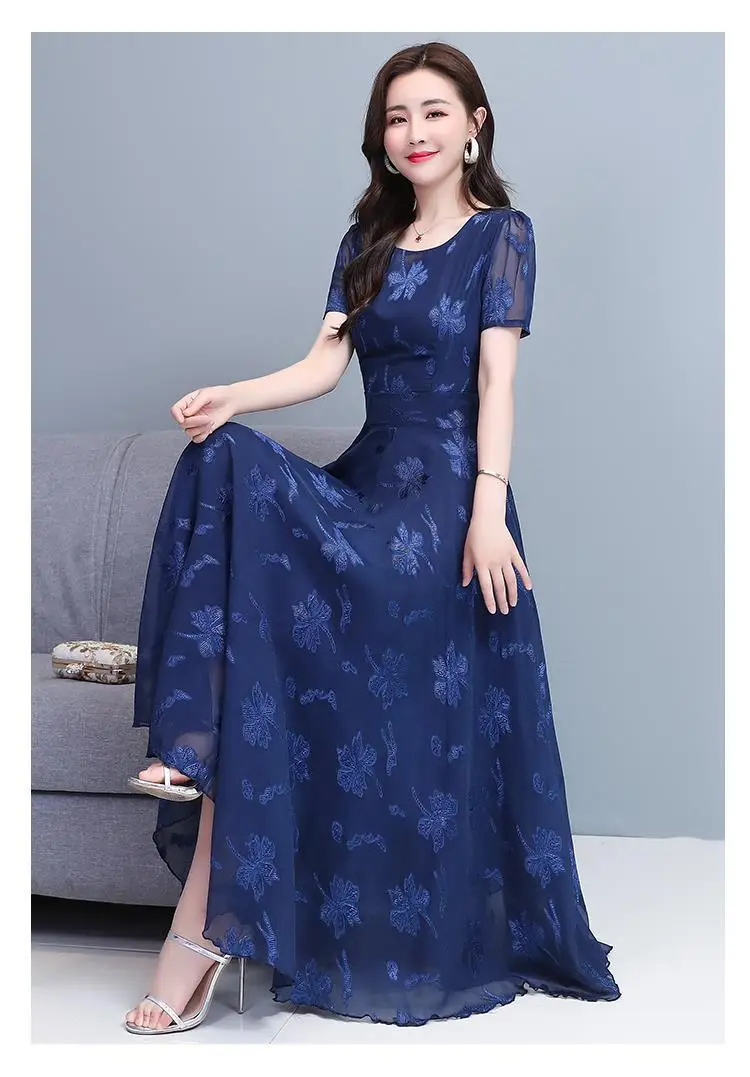 Women Navy Printed Long Sleeve Frock Summer Dress — feature 13