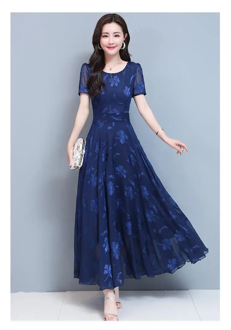 Women Navy Printed Long Sleeve Frock Summer Dress — feature 8