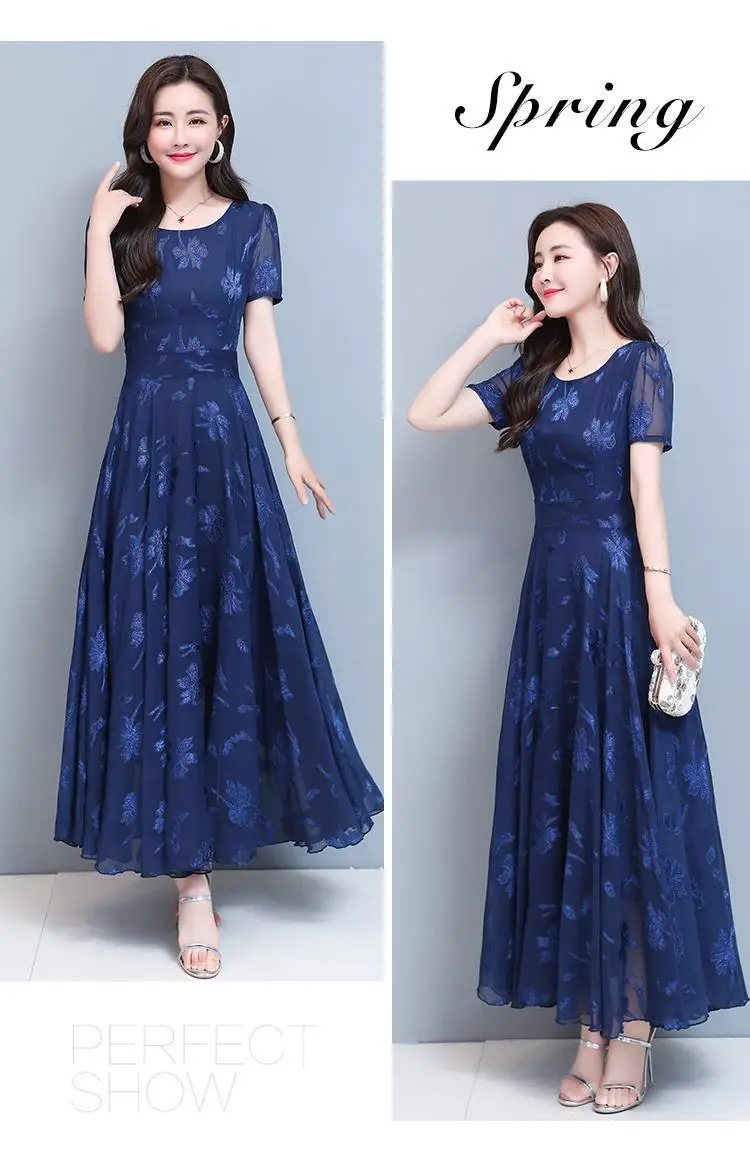 Women Navy Printed Long Sleeve Frock Summer Dress — feature 9