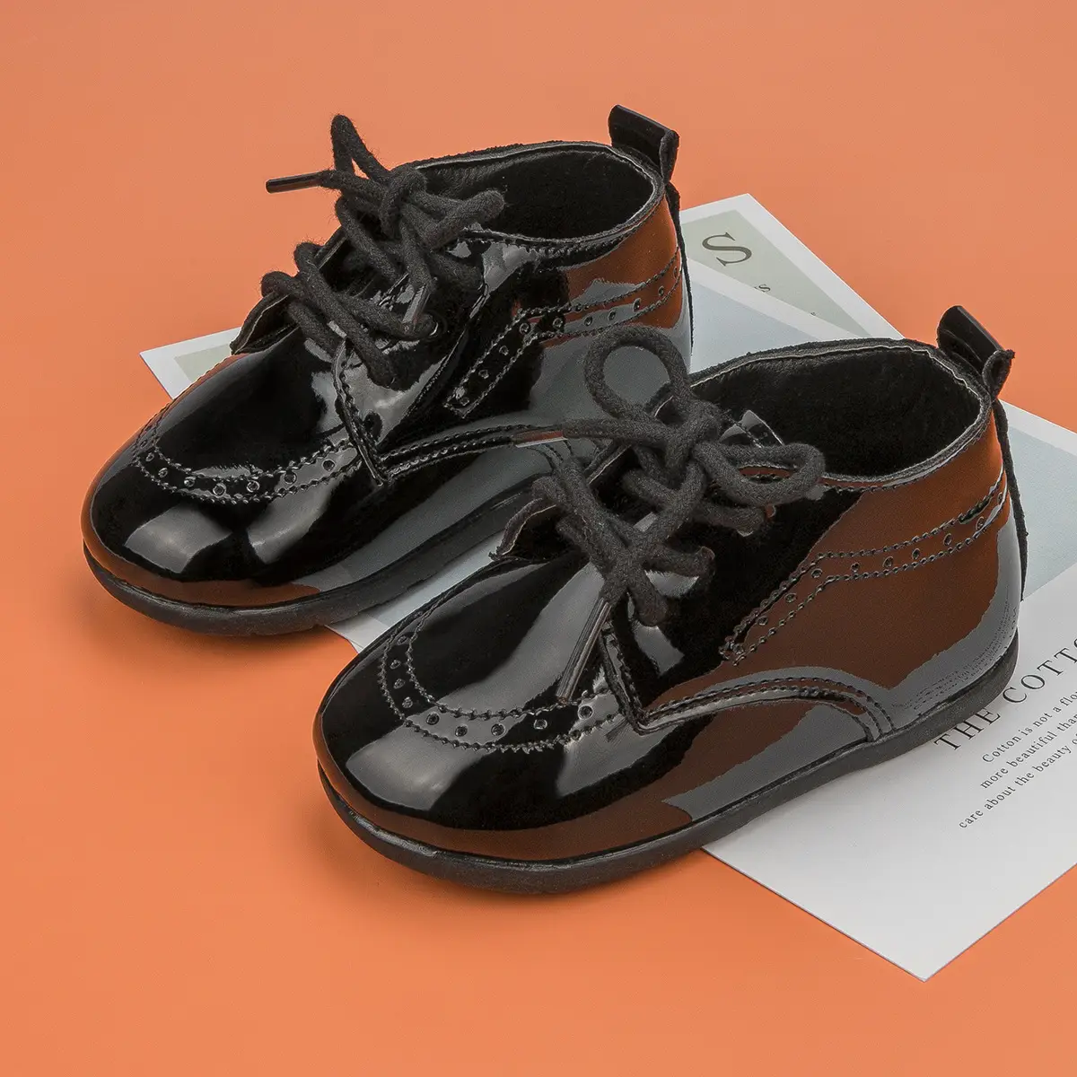 White Leather Toddler Shoes with Black Contrast Sole