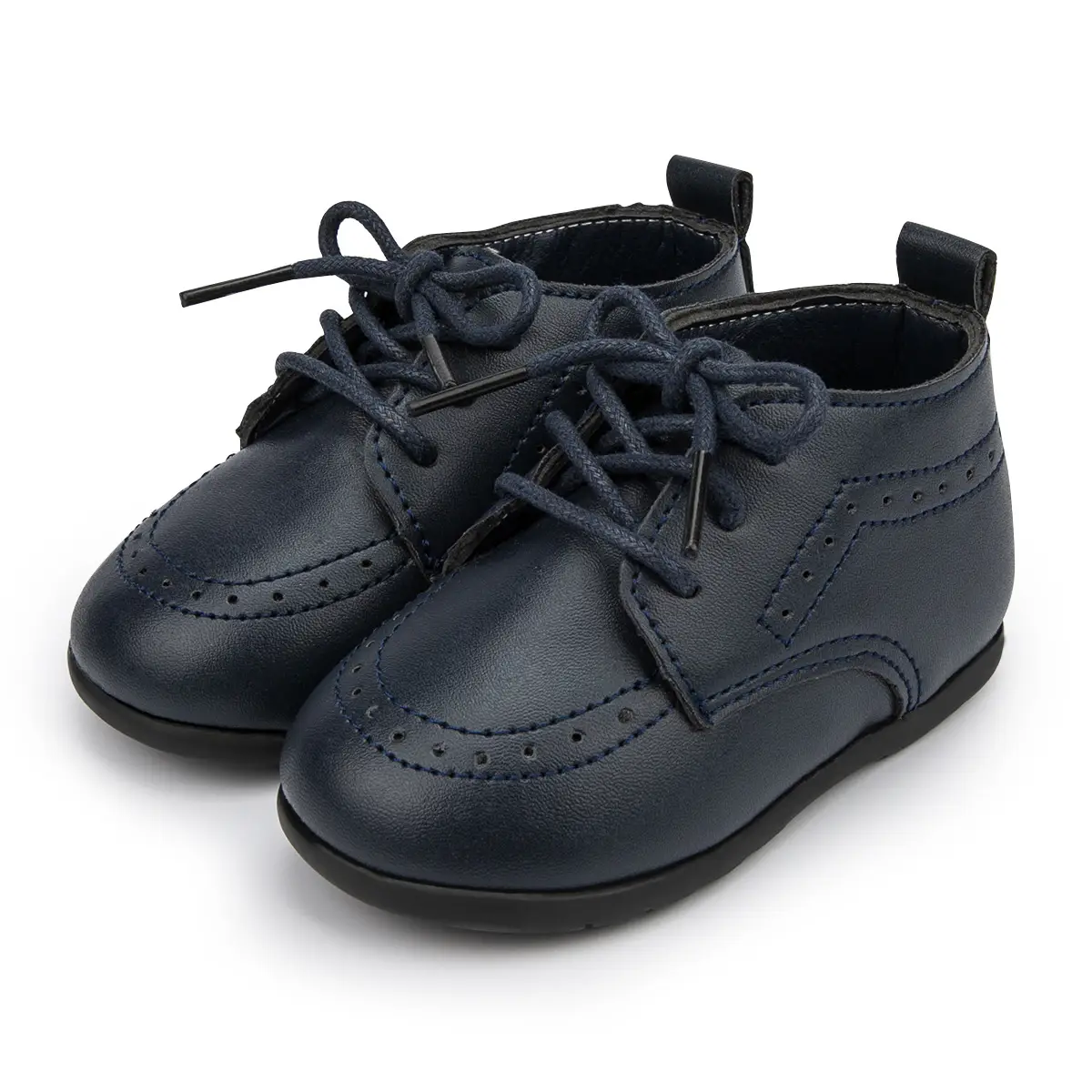 White Leather Toddler Shoes with Black Contrast Sole