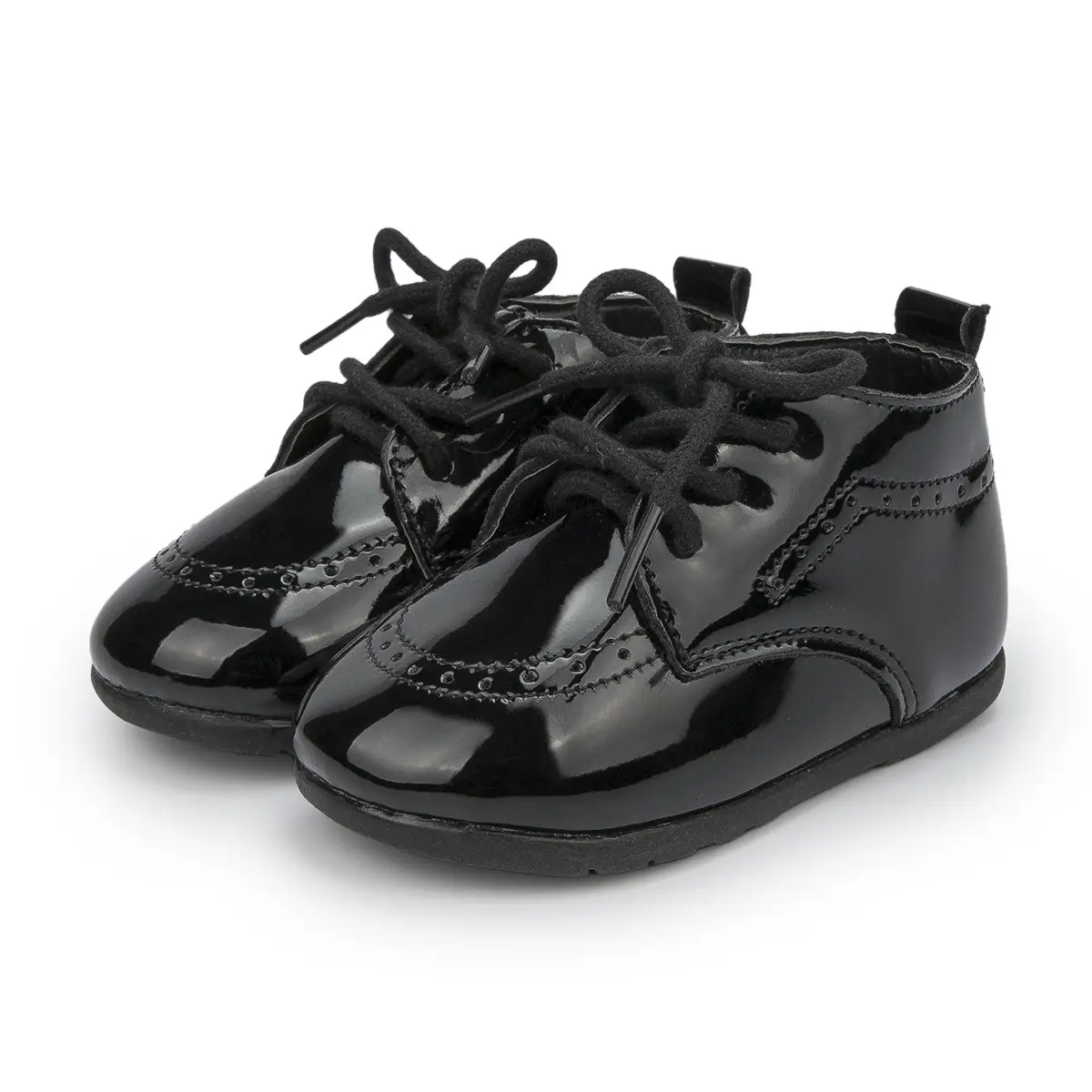 White Leather Toddler Shoes with Black Contrast Sole