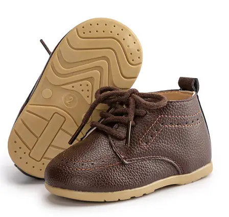 White Leather Toddler Shoes with Black Contrast Sole