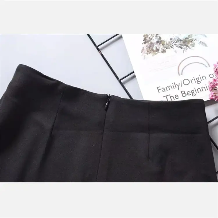 Black Slim Fit High Waist Skirt Women Spring Summer - Image 3