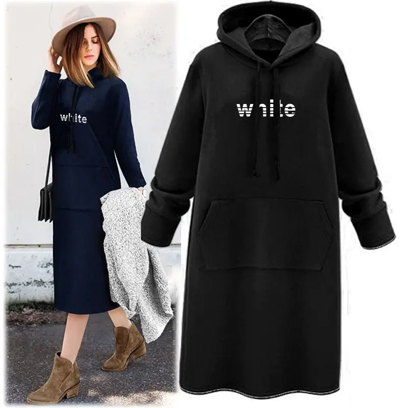 Women's Grey Hooded Hoodie Large Winter Warm Loose Fit - Image 3