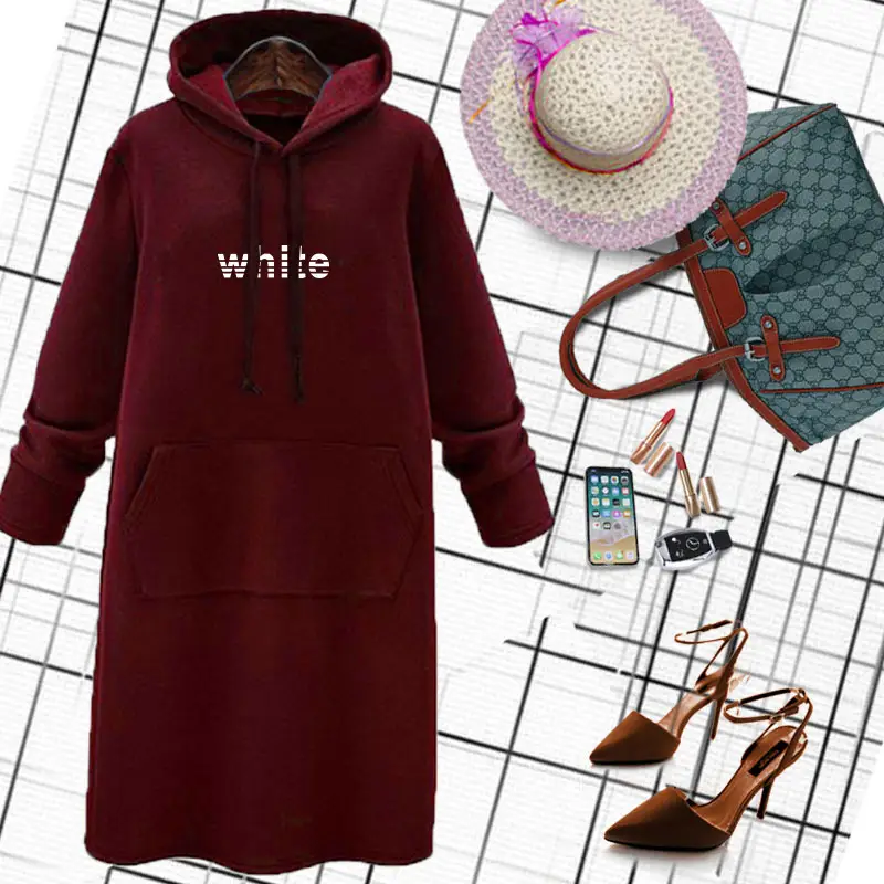 Women's Grey Hooded Hoodie Large Winter Warm Loose Fit - Image 2