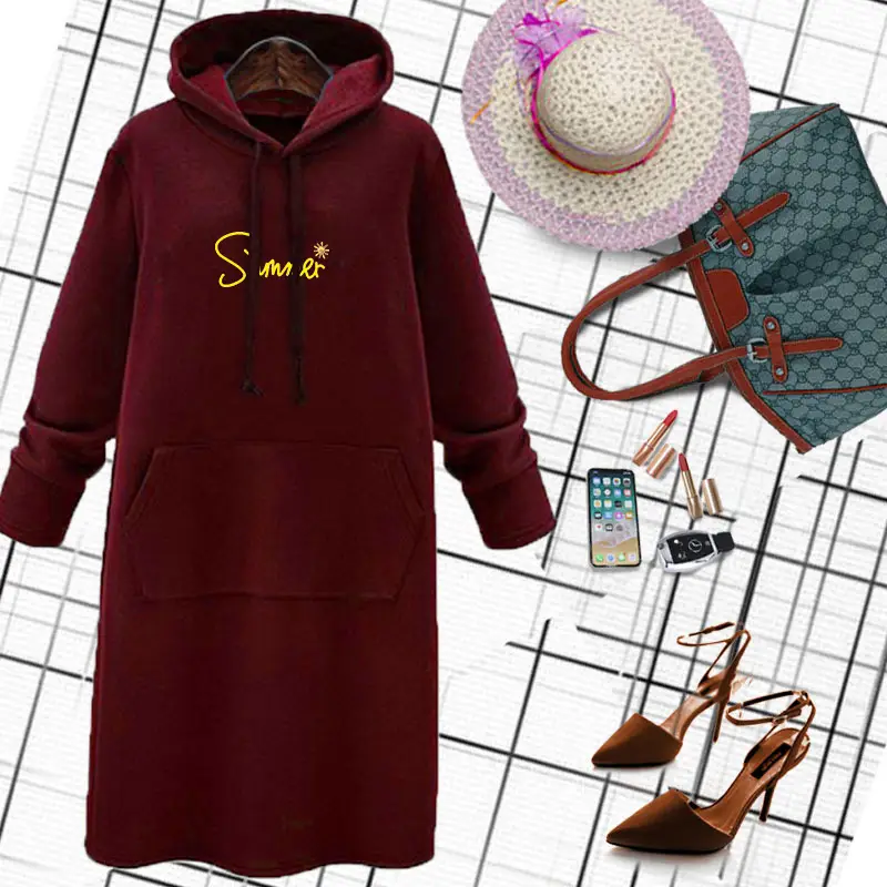Red Hooded Hoodie with "Say Yes" Print for Women - Image 2