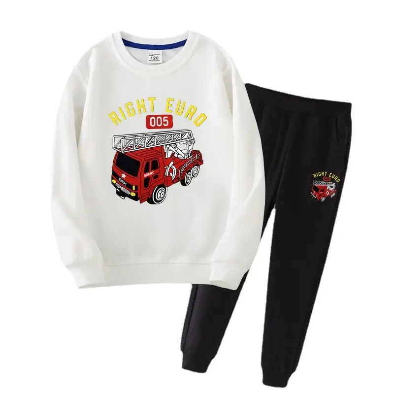 Children's Right Euro Fire Engine Sweatshirt Suit Black Grey - Image 18