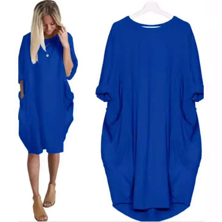 Blue Long Dress for Women Large Casual Cross-Border Spring Autumn - Image 10