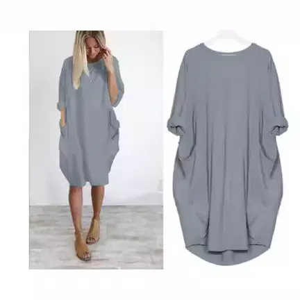 Blue Long Dress for Women Large Casual Cross-Border Spring Autumn - Image 11