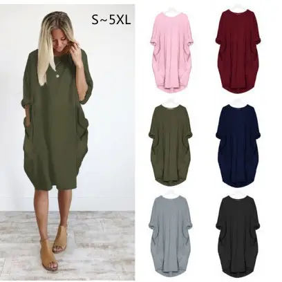 Blue Long Dress for Women Large Casual Cross-Border Spring Autumn - Image 12