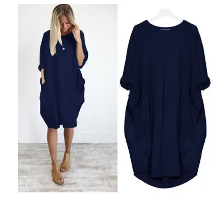 Blue Long Dress for Women Large Casual Cross-Border Spring Autumn - Image 5