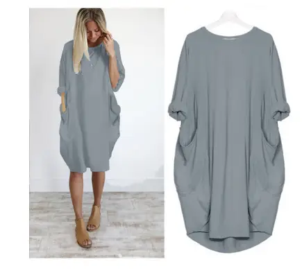 Blue Long Dress for Women Large Casual Cross-Border Spring Autumn - Image 2