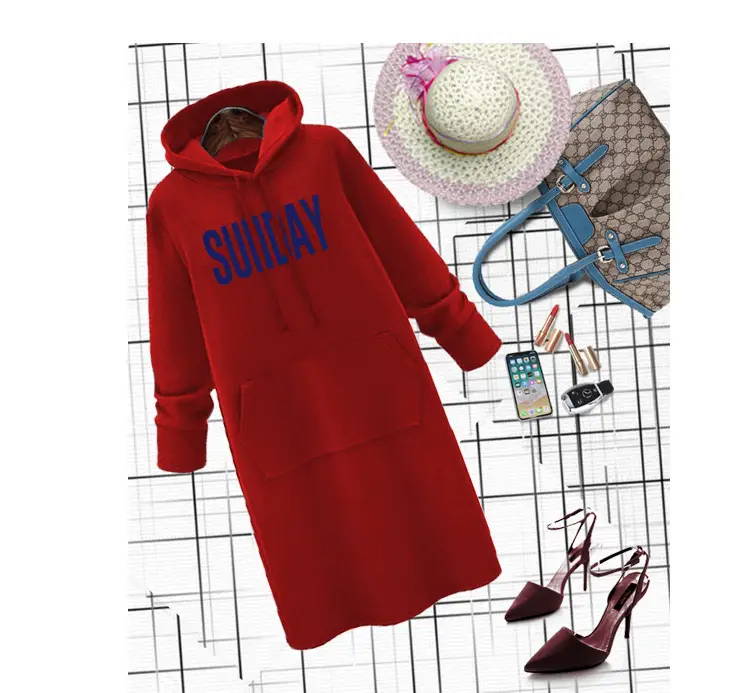 Mushroom Street Women's Hooded Sweatshirt Large Red Green Olive Blue - Image 8