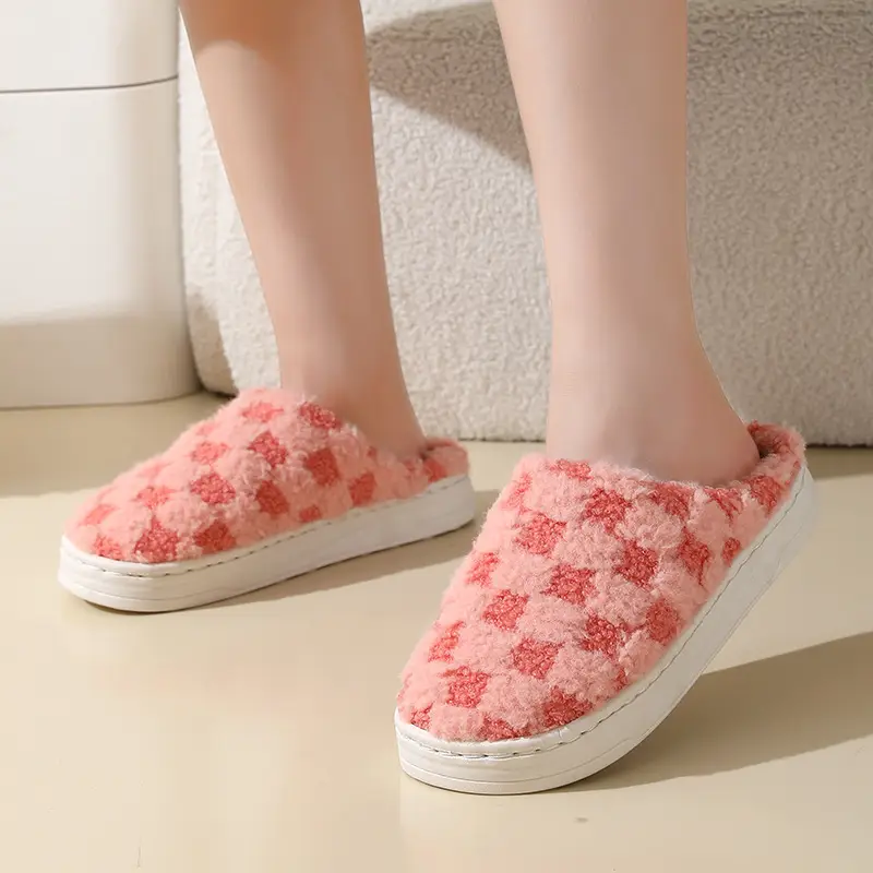 New Cotton Slippers for Men, Winter Indoor Home Slippers, Plush, Warm, Anti-Odor, Silent Cotton Slippers for Women, Wholesale from Manufacturer