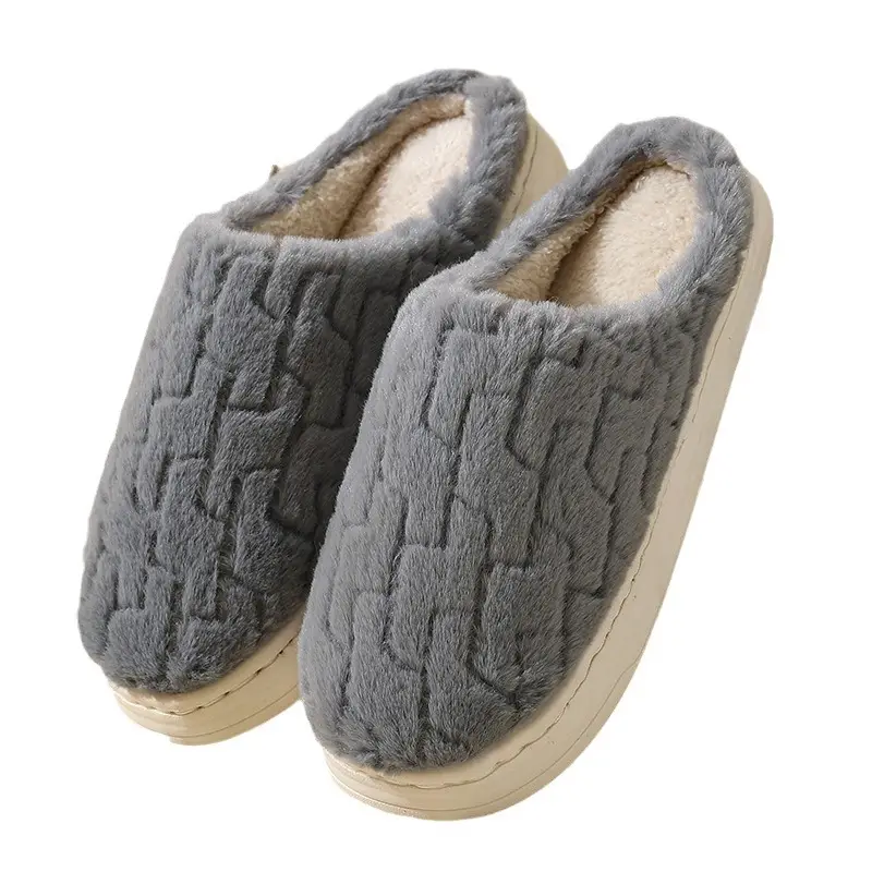 New Cotton Slippers for Men, Winter Indoor Home Slippers, Plush, Warm, Anti-Odor, Silent Cotton Slippers for Women, Wholesale from Manufacturer