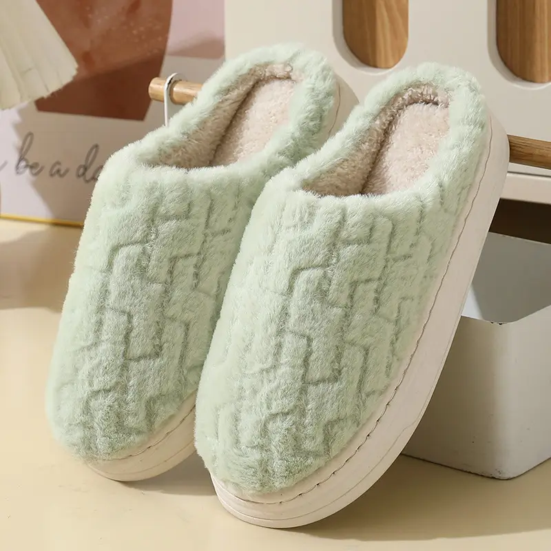 New Cotton Slippers for Men, Winter Indoor Home Slippers, Plush, Warm, Anti-Odor, Silent Cotton Slippers for Women, Wholesale from Manufacturer