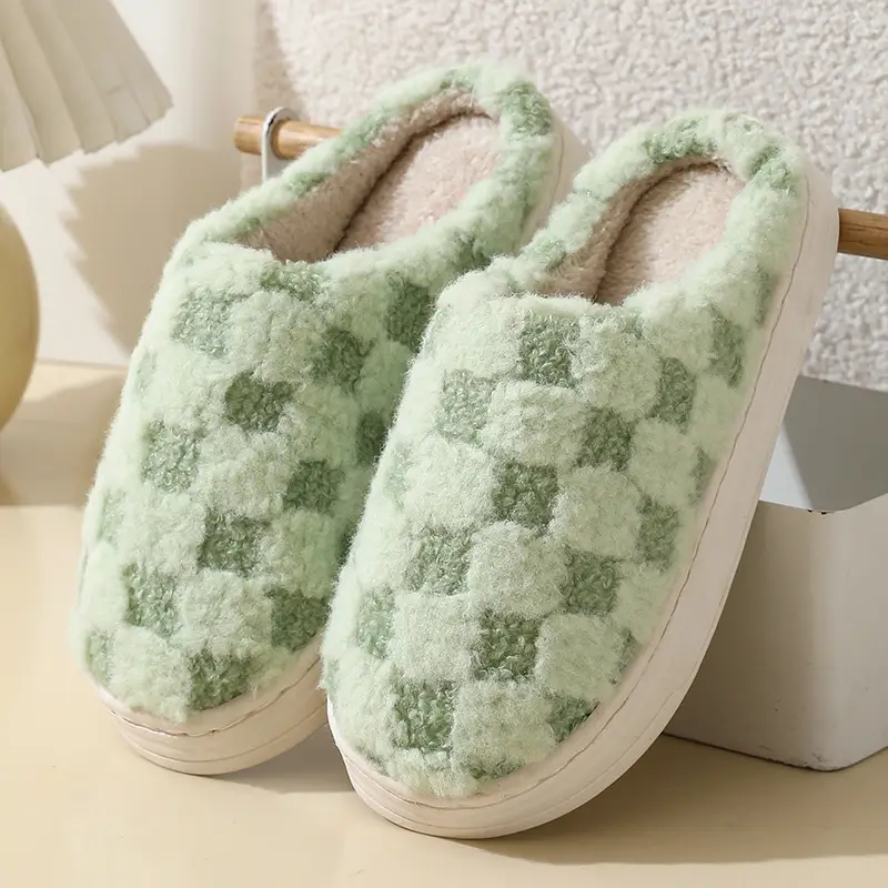 New Cotton Slippers for Men, Winter Indoor Home Slippers, Plush, Warm, Anti-Odor, Silent Cotton Slippers for Women, Wholesale from Manufacturer