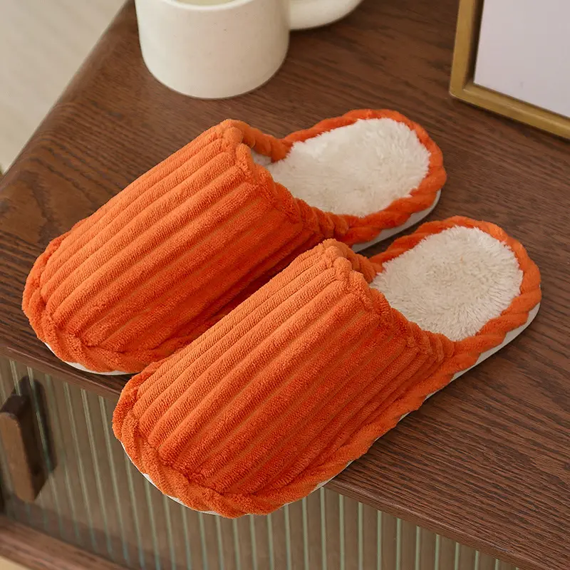 New Cotton Slippers for Men, Winter Indoor Home Slippers, Plush, Warm, Anti-Odor, Silent Cotton Slippers for Women, Wholesale from Manufacturer