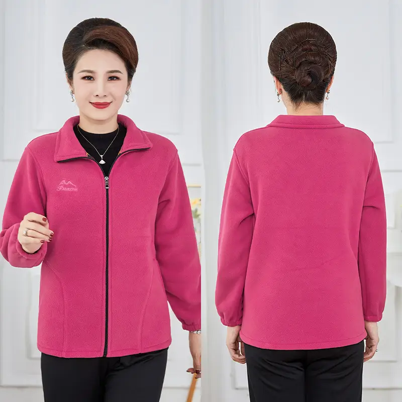 Women Purple Fleece Jacket Large Size - Image 8