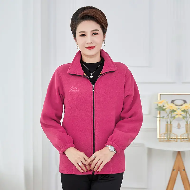 Women Purple Fleece Jacket Large Size - Image 3