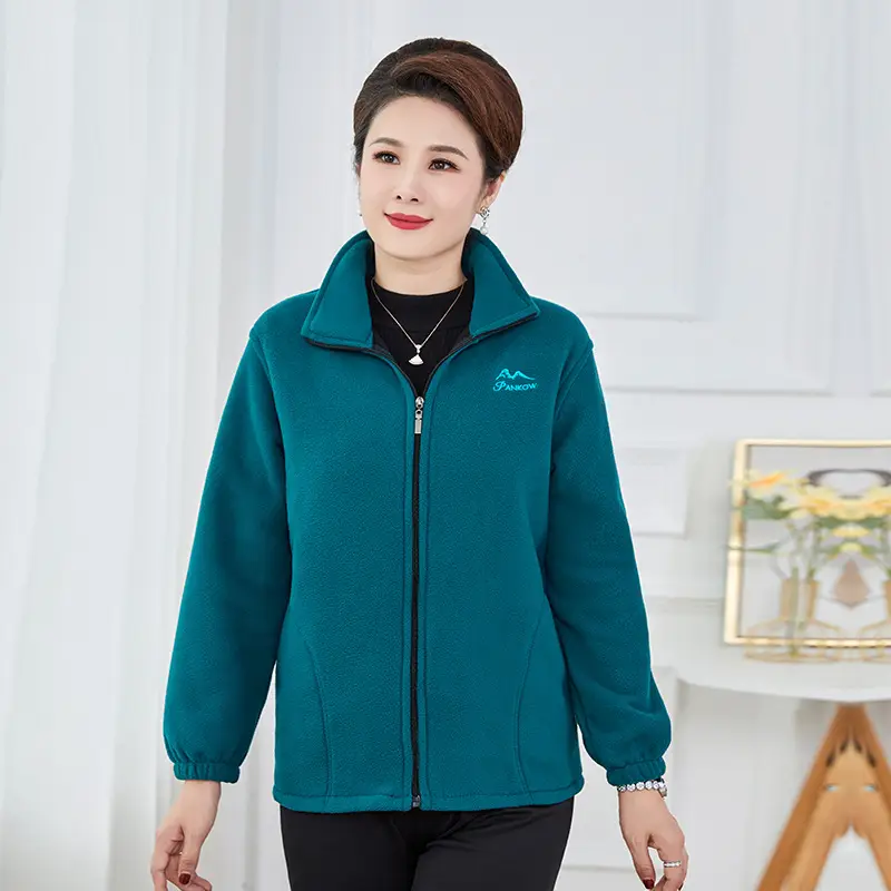 Women Purple Fleece Jacket Large Size - Image 4