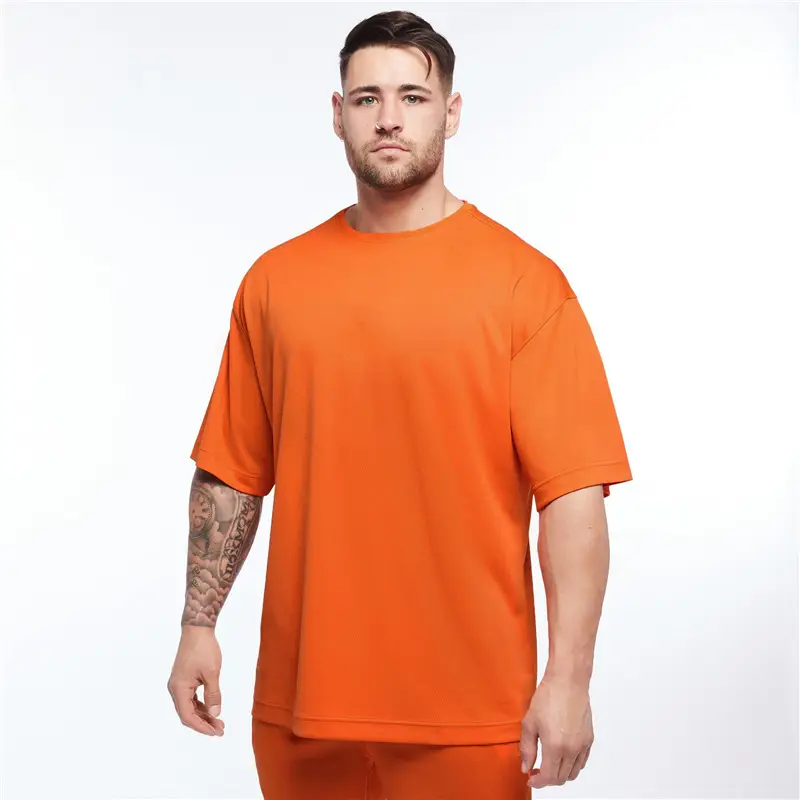Men Orange Loose Fit T-Shirt Large - Image 4