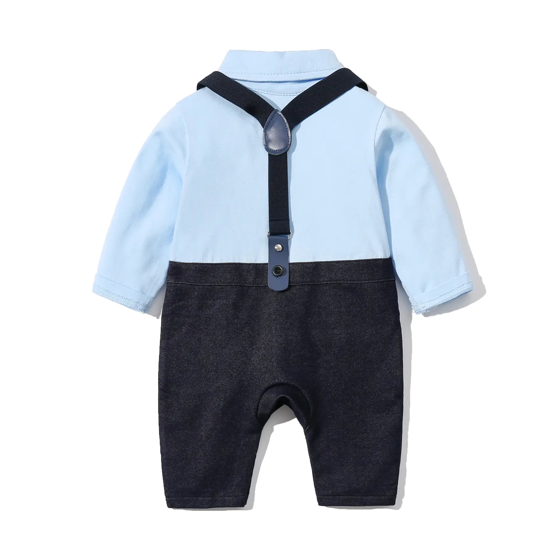 Baby Romper Long Sleeve Light Blue Black 100-Day Banquet - Image 5