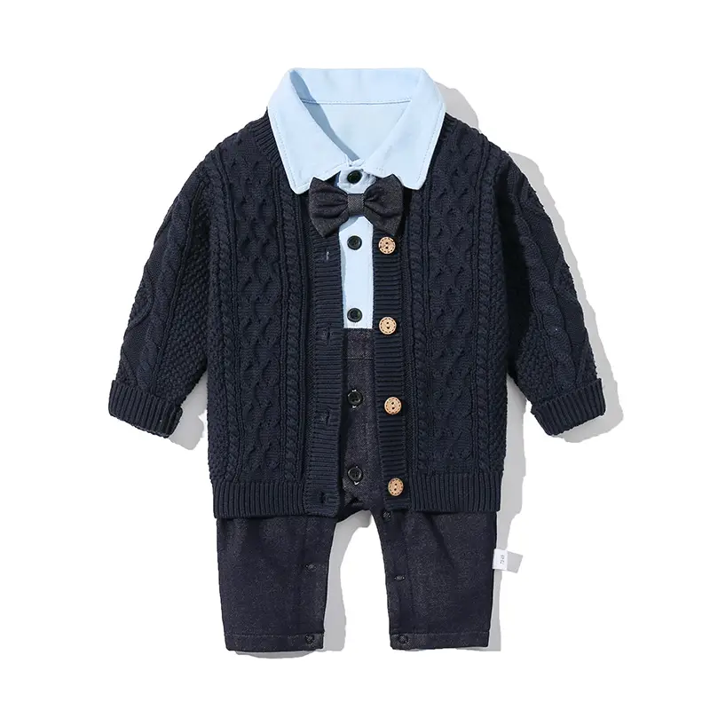 Baby Romper Long Sleeve Light Blue Black 100-Day Banquet - Image 6