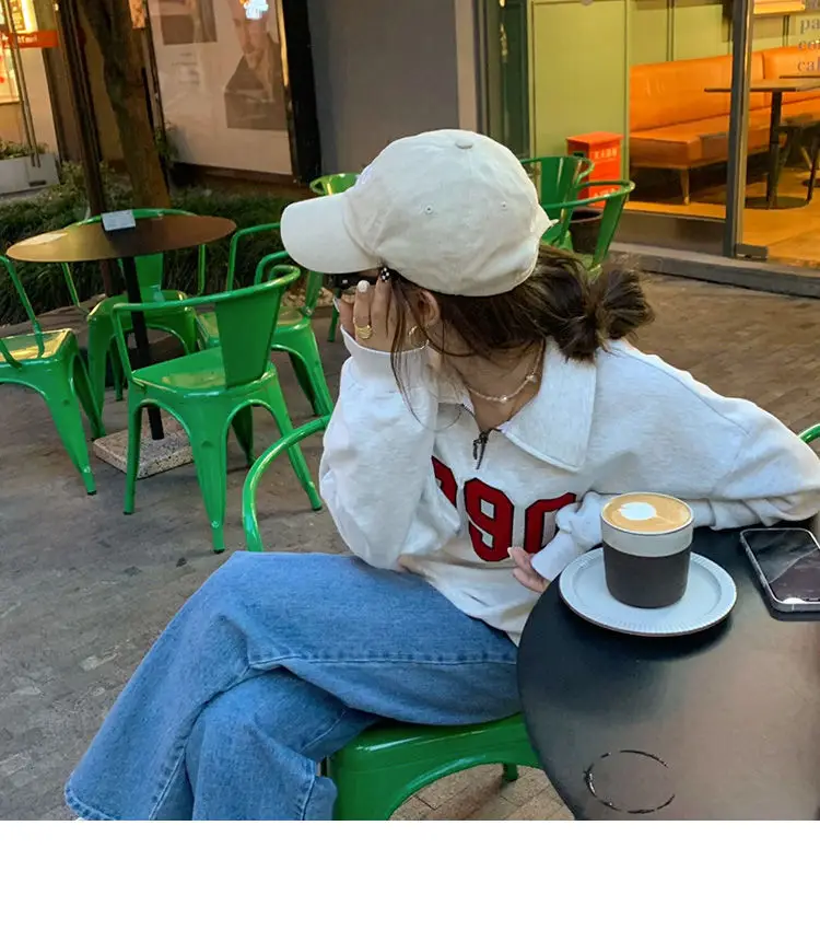 Women Cotton Polo Sweater Loose Autumn Winter Casual Top — feature 14