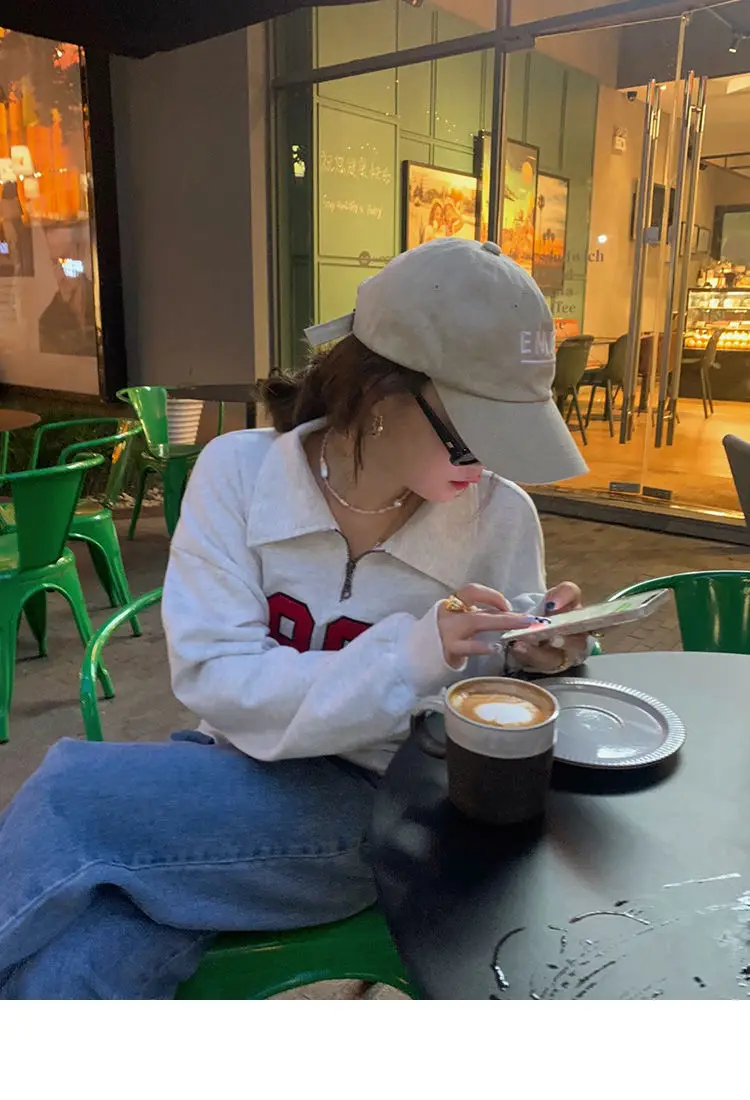 Women Cotton Polo Sweater Loose Autumn Winter Casual Top — feature 27