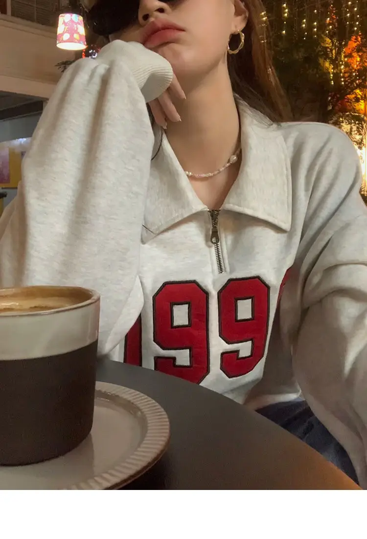 Women Cotton Polo Sweater Loose Autumn Winter Casual Top — feature 6
