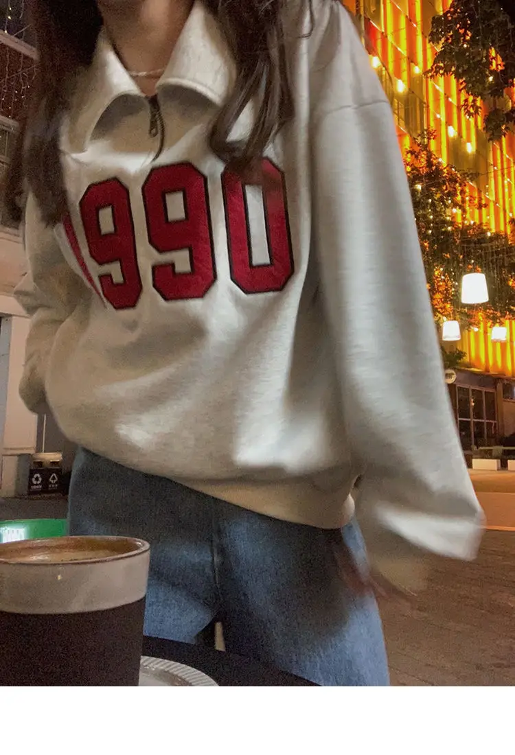 Women Cotton Polo Sweater Loose Autumn Winter Casual Top — feature 7