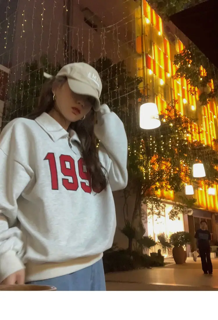 Women Cotton Polo Sweater Loose Autumn Winter Casual Top — feature 8