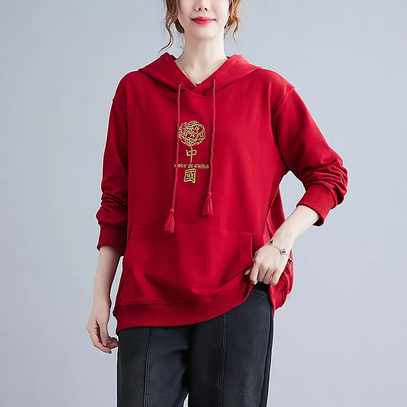 Women Red Hooded Sweatshirt Extra Large Factory Direct - Image 2