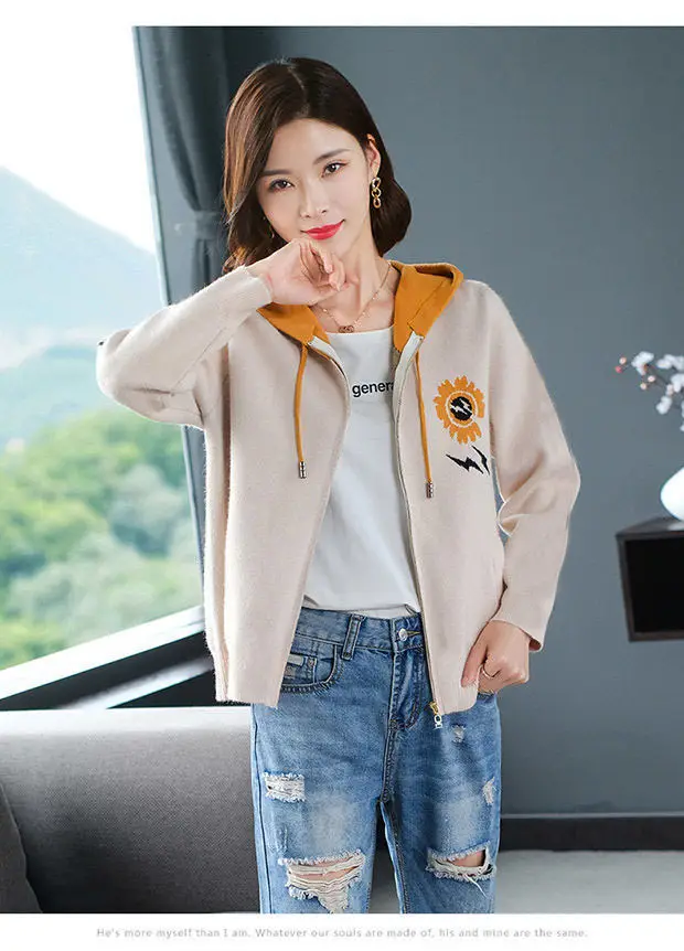 2024 Women's Hooded Sweatshirt Jacket Black Orange Velvet Large — feature 11