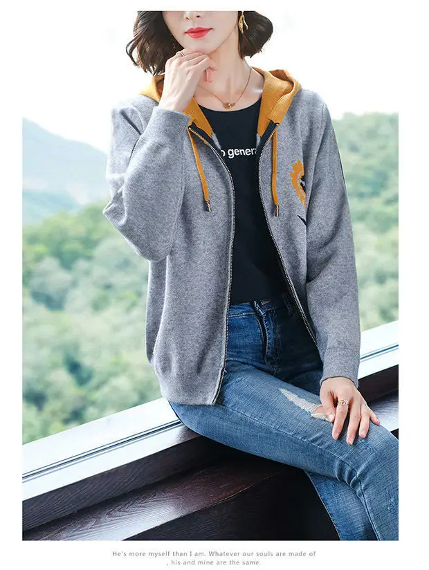 2024 Women's Hooded Sweatshirt Jacket Black Orange Velvet Large — feature 8