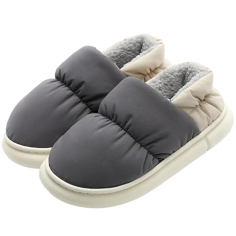 Home Cotton Slippers for Women, Winter, Large Size, Warm, with Heel, Men's Household down Cloth Waterproof Cotton Shoes Wholesale - Image 11