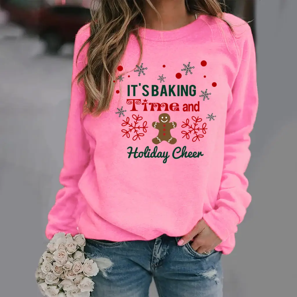 Women's Holiday Cheer Sweatshirt Yellow Round Neck - Image 13